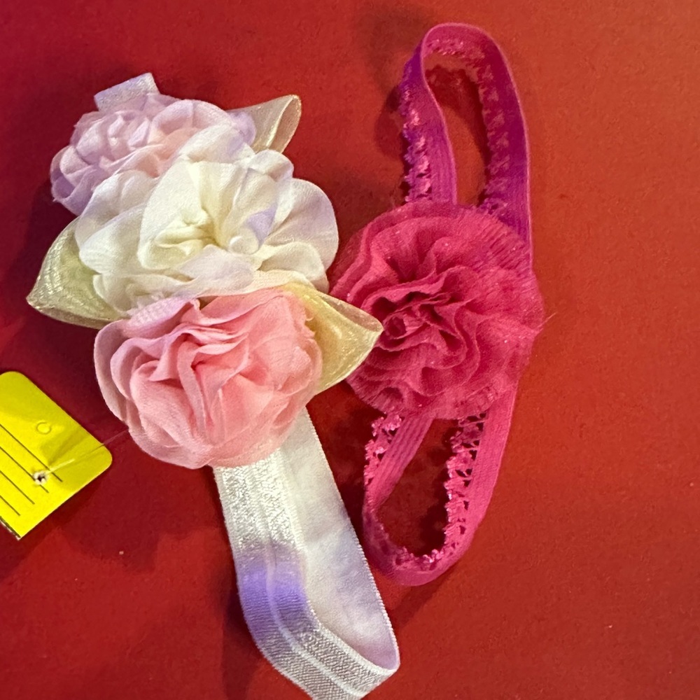 Amazon Floral Headbands - Pink and White Baby Girl